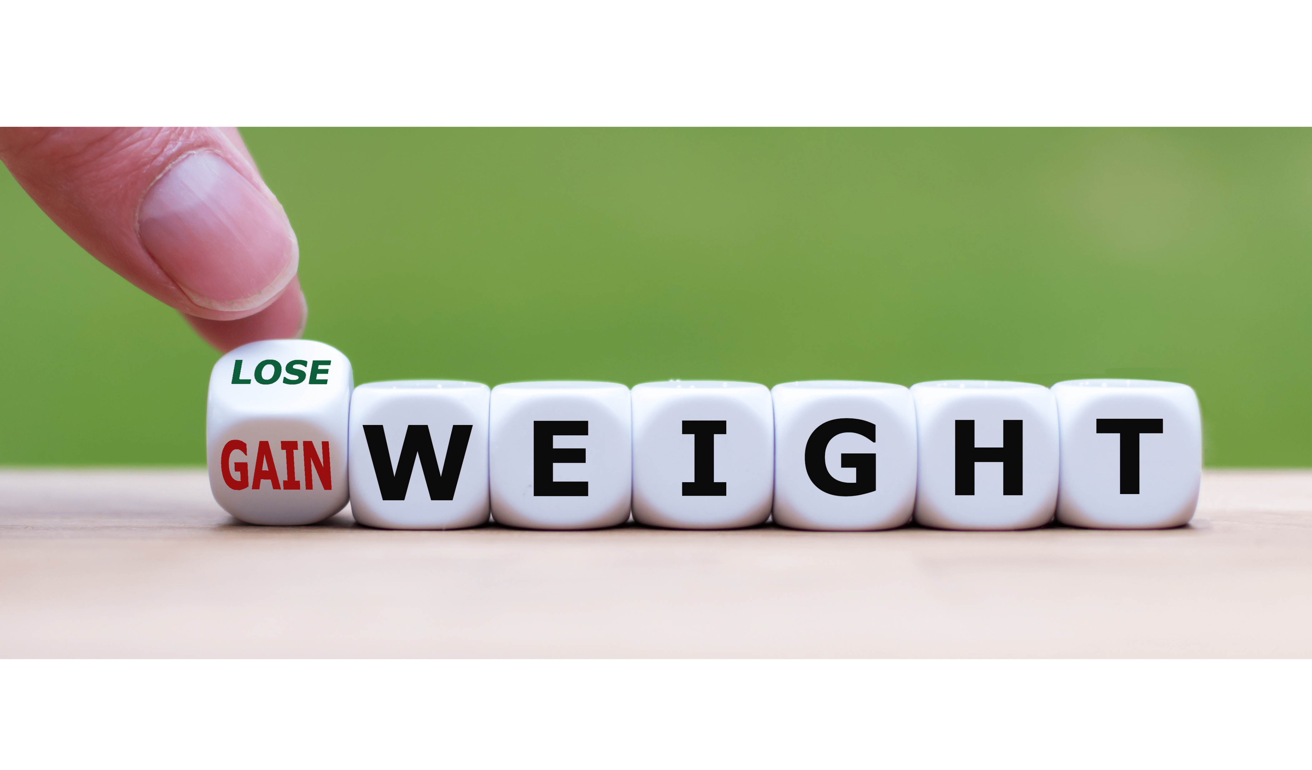 Dice showing weight loss and gain