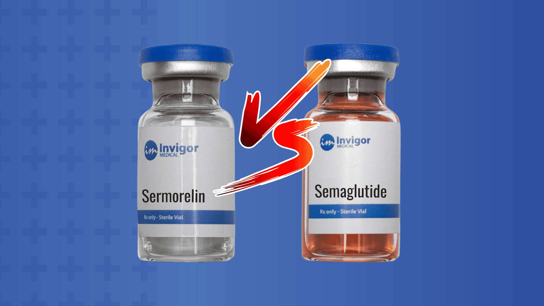 A vial of Sermorelin Vs a vial of Semaglutide