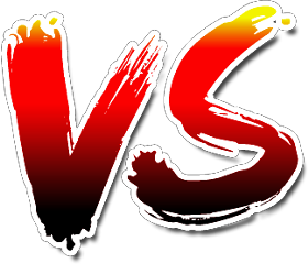 The image shows bold, stylized red letters VS with a white outline, often used to indicate a competition or battle between two opponents.