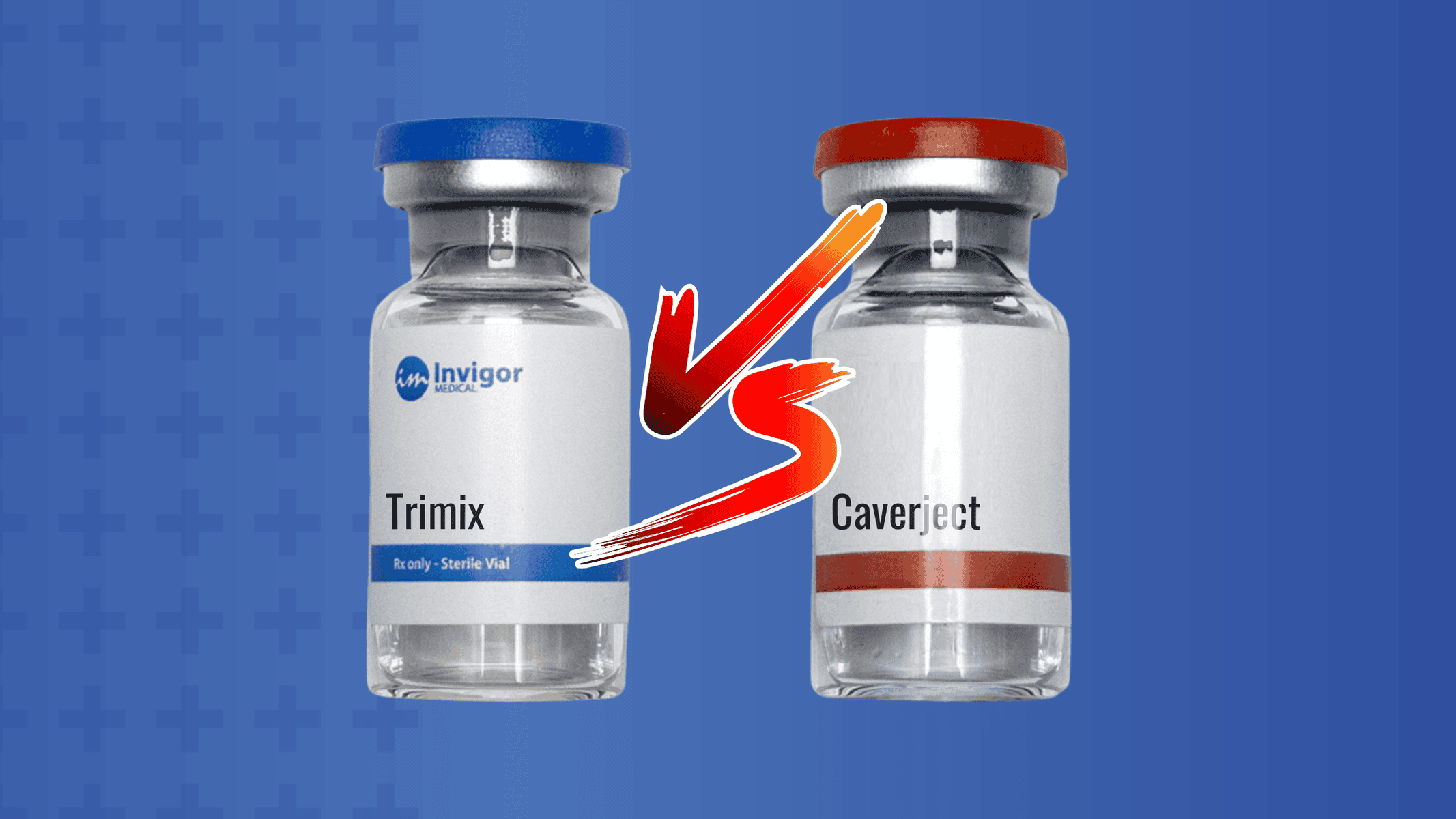 A vial of Trimix Vs and vial of Caverject