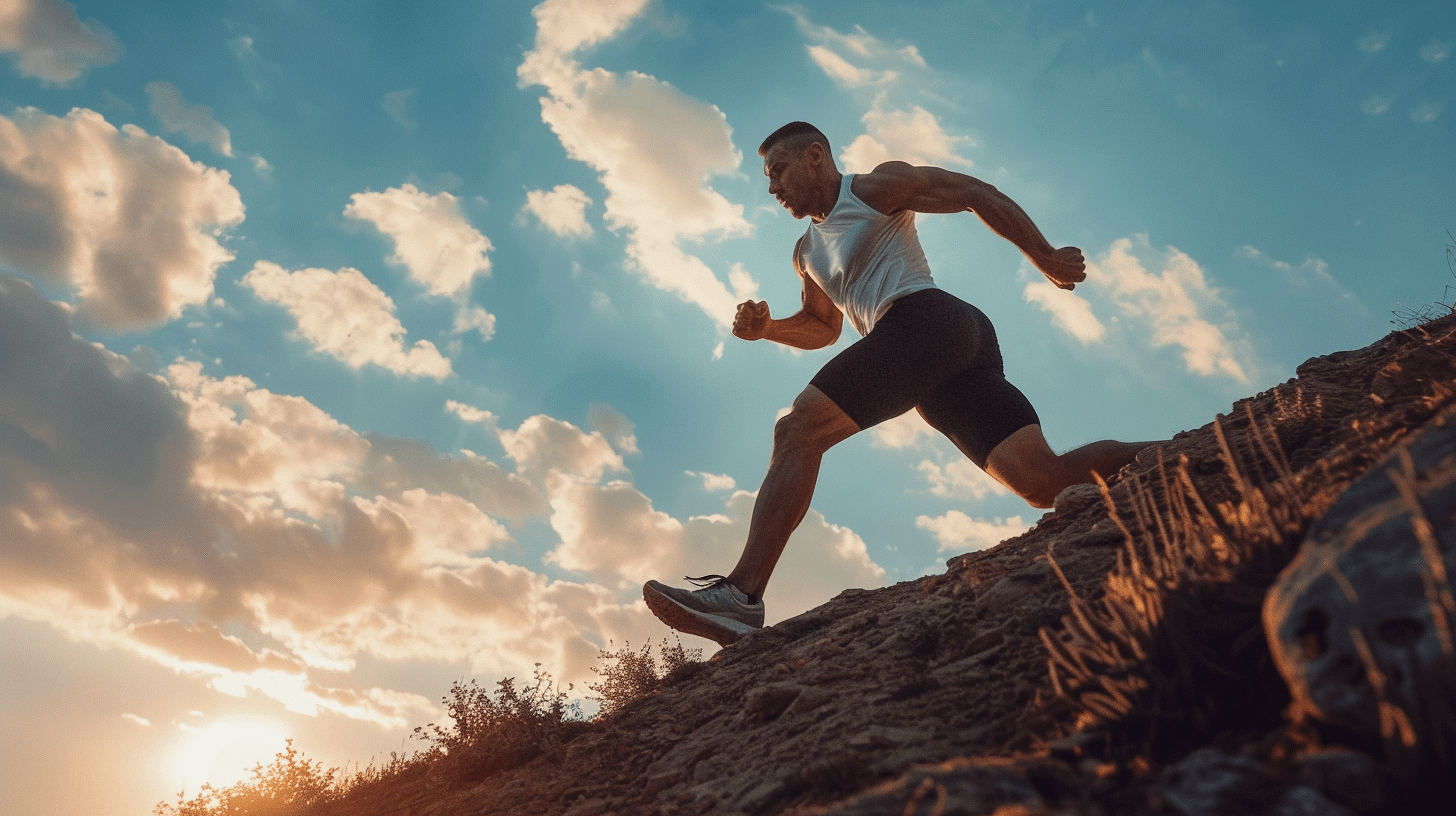 A man walking on an incline