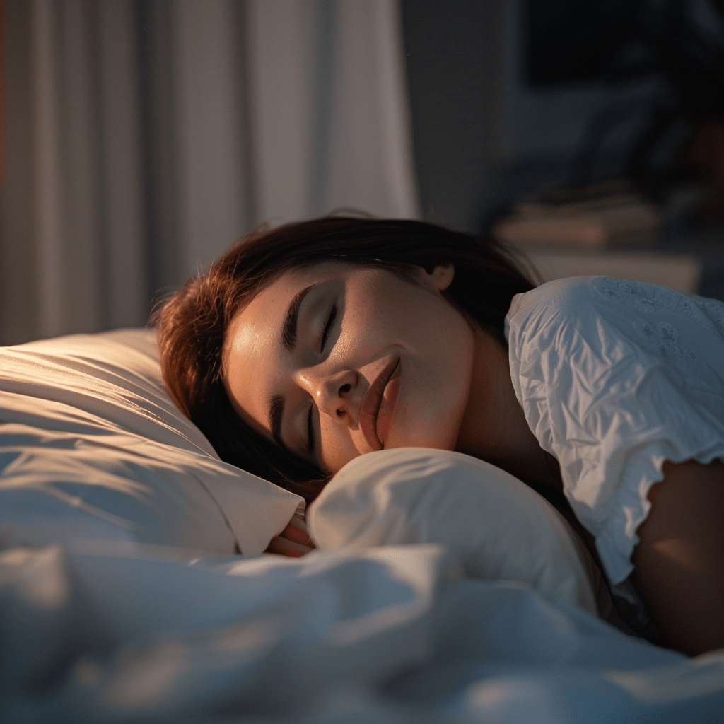 A woman getting a good night's sleep