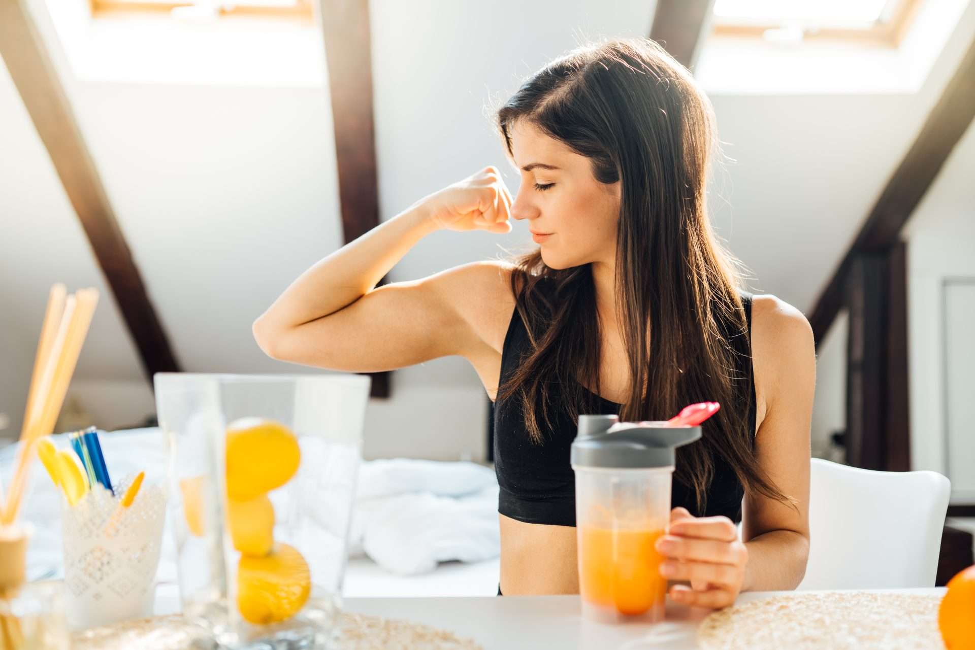 Woman drinking a healthy drink