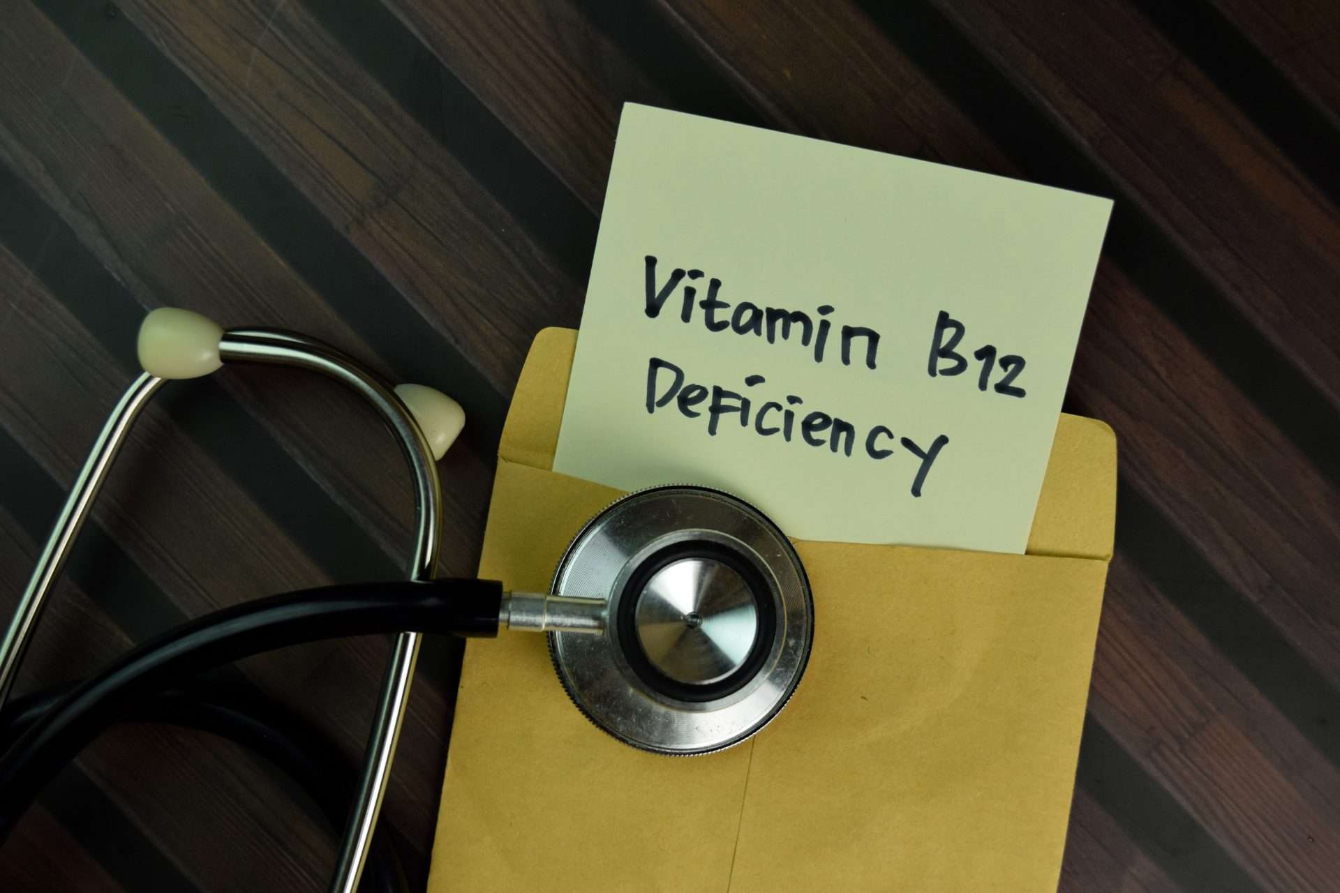 Vitamin B12 Deficiency Written On Document Above Brown Envelope